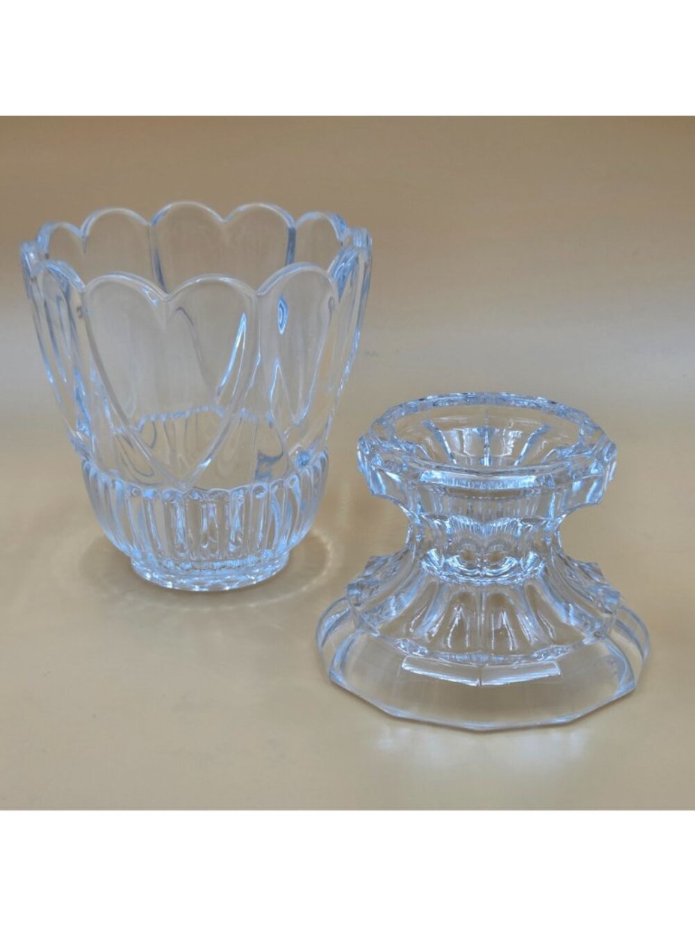 Shannon Crystal Godinger Heart Hurricane Candle Holders Set of 2 Lead Crystal - Picture 5 of 8